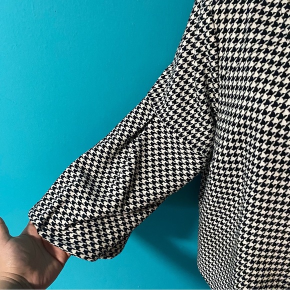 Vintage Worthington XL Black White Houndstooth Puff Balloon Sleeve Jacket - Picture 3 of 5